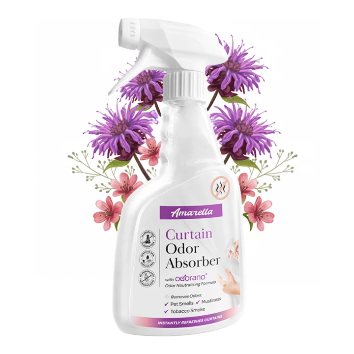 Odour absorber for curtains and drapes